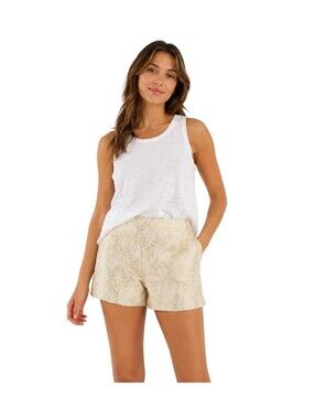 Lilly Pulitzer Metallic Silk Gold Leaf Jacquard Shorts Size 8 Resort Glam